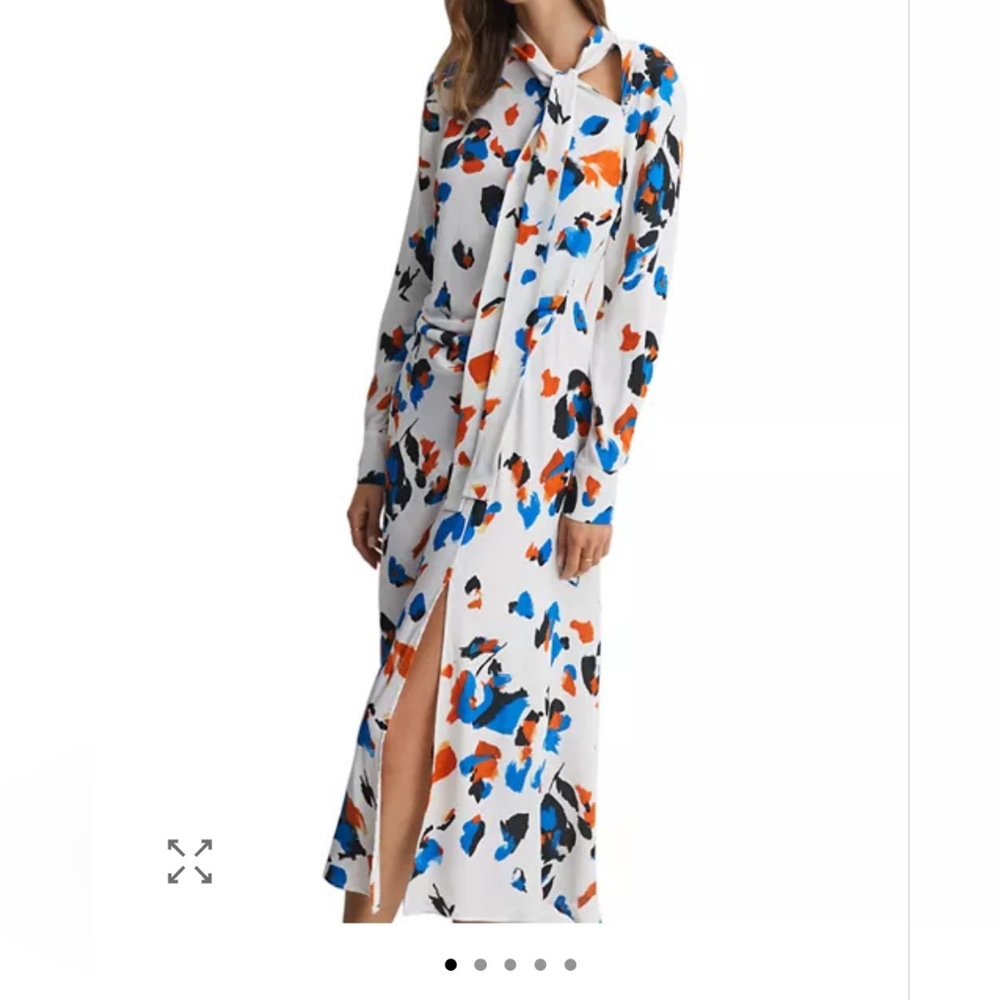 Reiss Blue and Orange Asymmetrical Dress